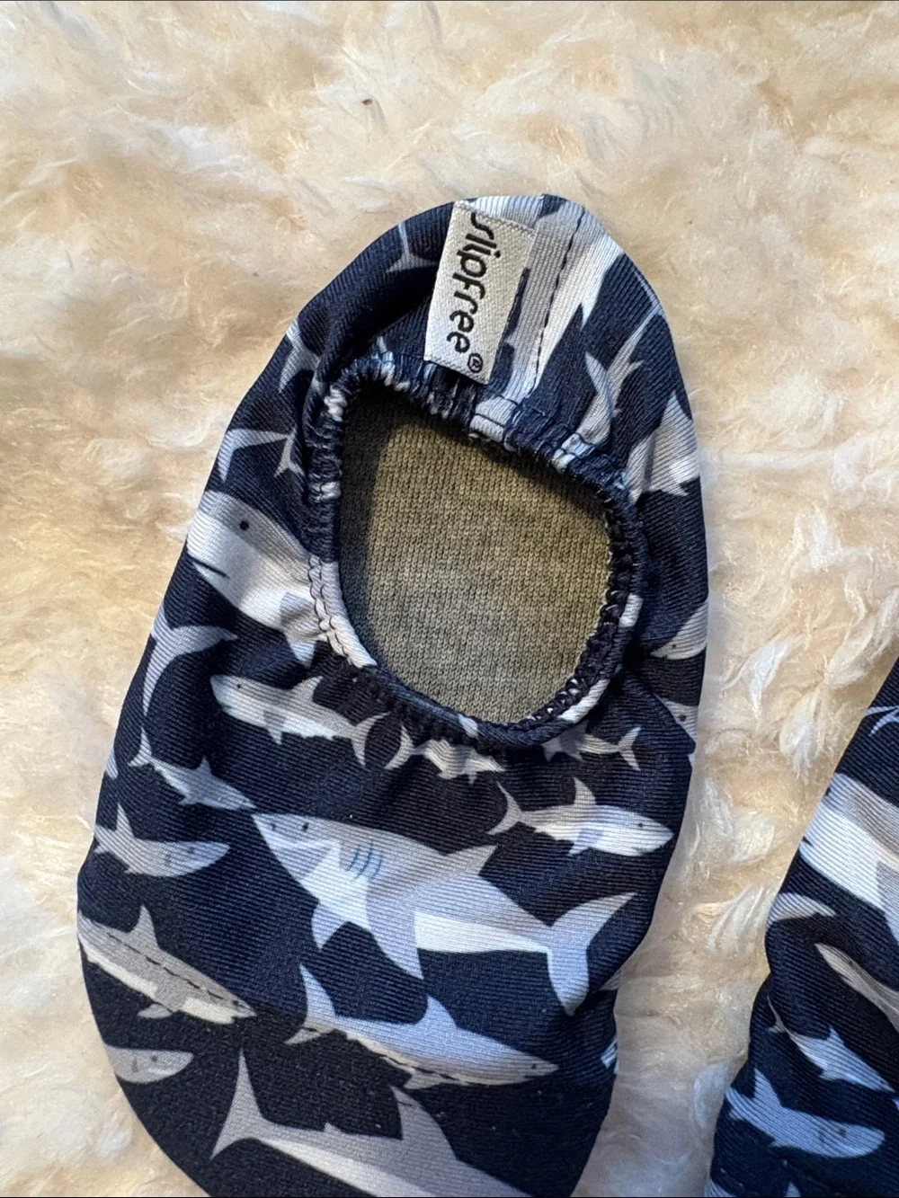 Slipfree l Navy Shark Print Aqua Socks Baby Water Shoes Infant